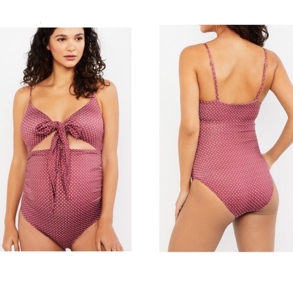A Pea in the Pod Wrap Dot Print Maternity Swimsuit Size Large NWT